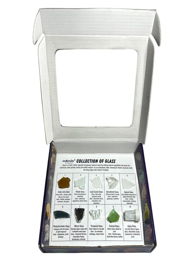 Rocksmins Collection of Glass GL10WM Complete DIY Learning & Education Set for Kids & Students | Hands-On Science Activity with Collection of Glass - Image 1